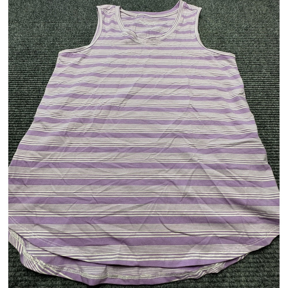 Soft Surroundings Tank Top Womens Petite Medium Striped Pima Casual‎ Summer